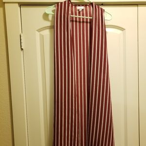 Maroon and white Lularoe Joy vest